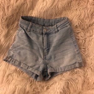 Light wash jean shorts